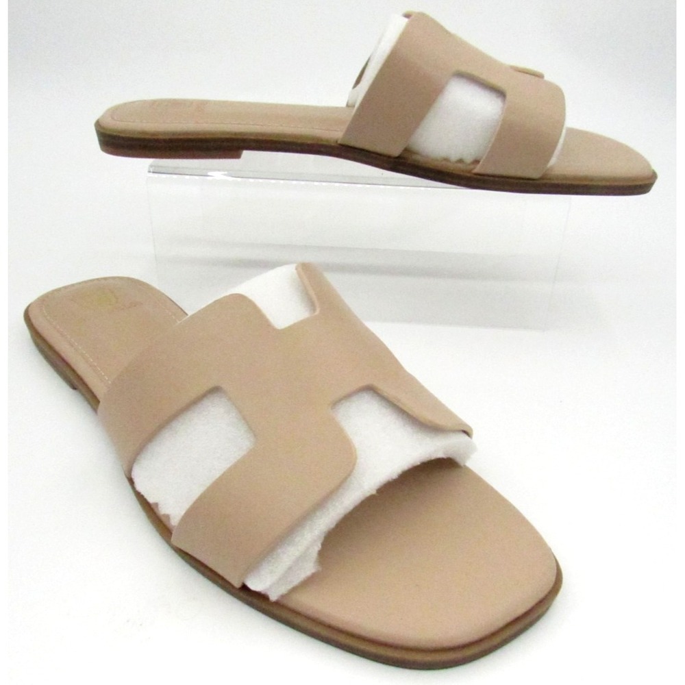 Fran Willor FW Tan Beige Slip On Open Toe Womans Sandals Size 10.5 DBHB2404 New